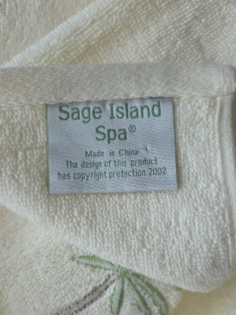 Sage Island Spa Palm Tree Embroidered Cream Towel Set
